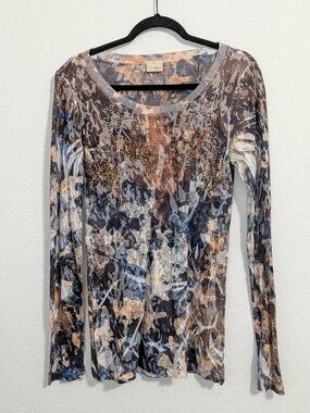 Daytrip Women's Long Sleeve Floral Beaded Top NWOT (XL)